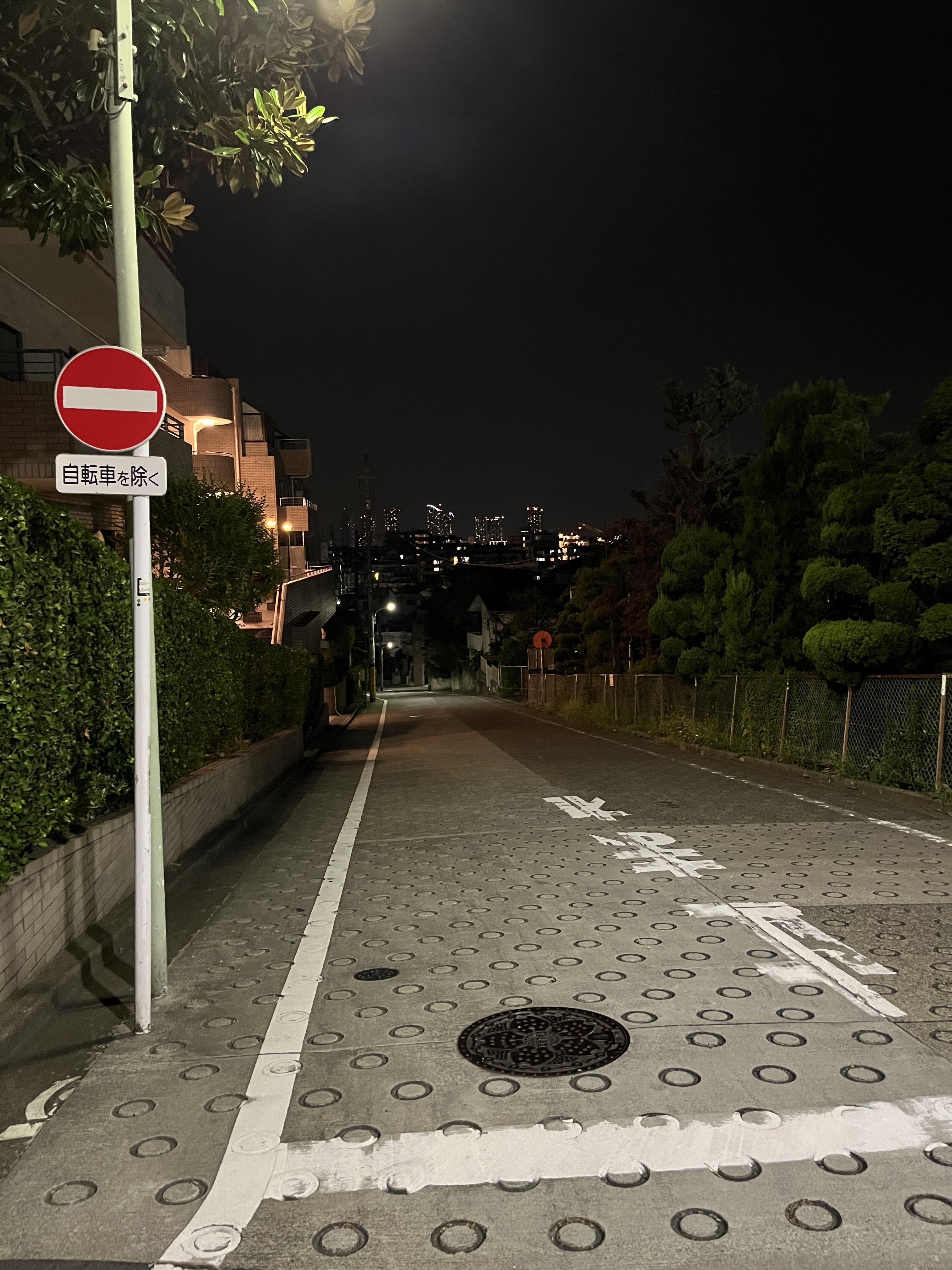 坂の頂上から見た景色