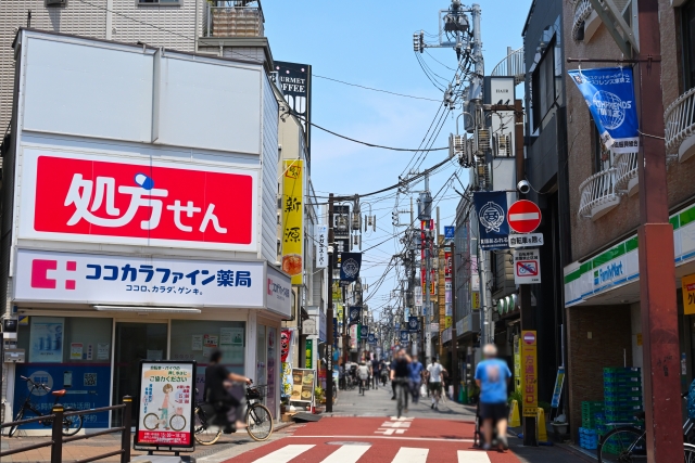 大岡山駅と商店街の街並み